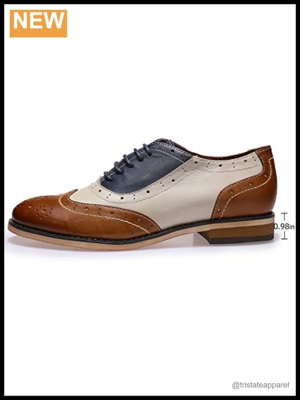 Women's Leather Wingtip Oxfords Lace-up Flats Brogue Shoes